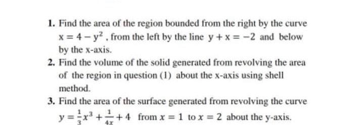 1. Find the area of the region bounded from the