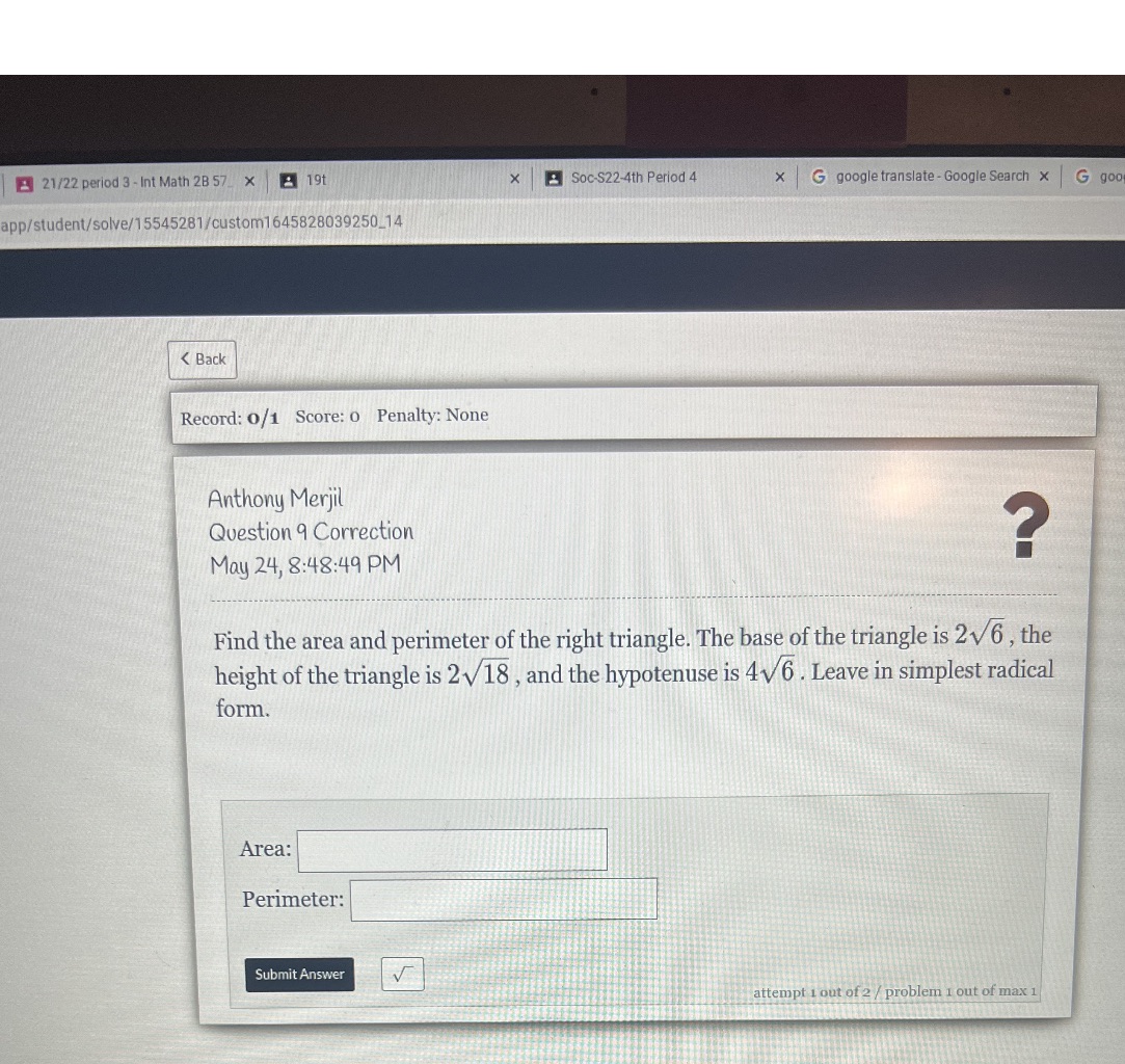 21/22 period 3 - Int Math 28 57_ x 8 19t x