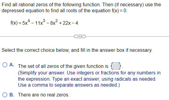 Find all rational zeros of the following