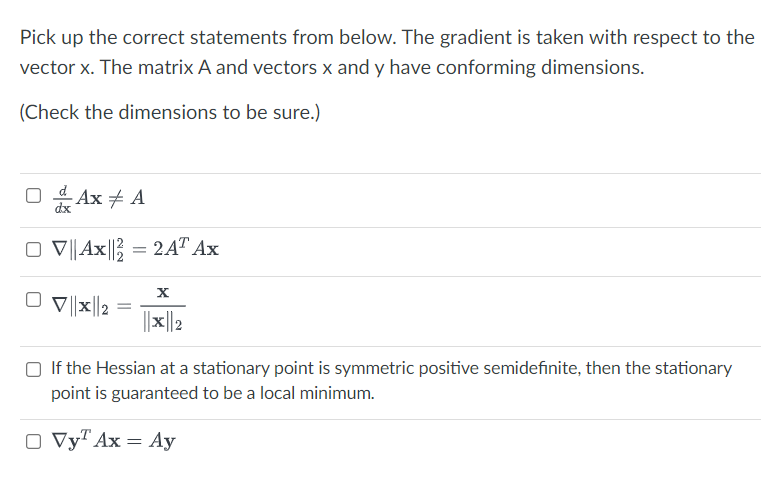 Pick up the correct statements from below. The