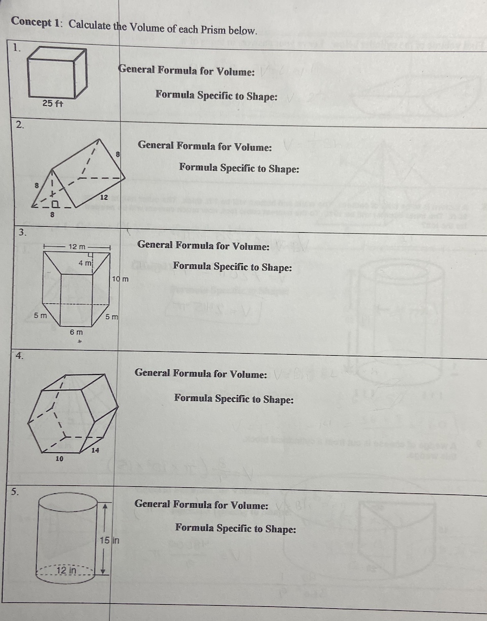 Homework - Volume of Pyramids and Cones - Day 2