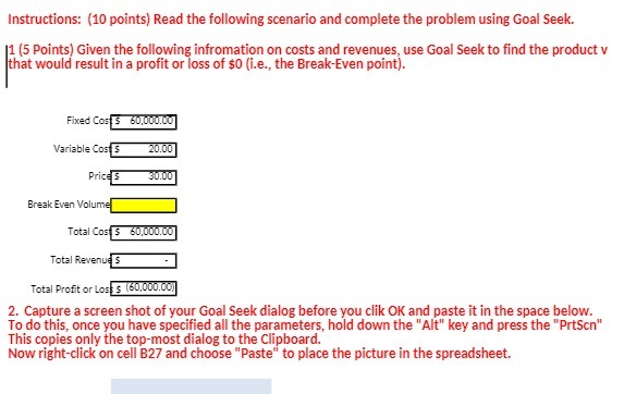 Instructions: (10 points) Read the following