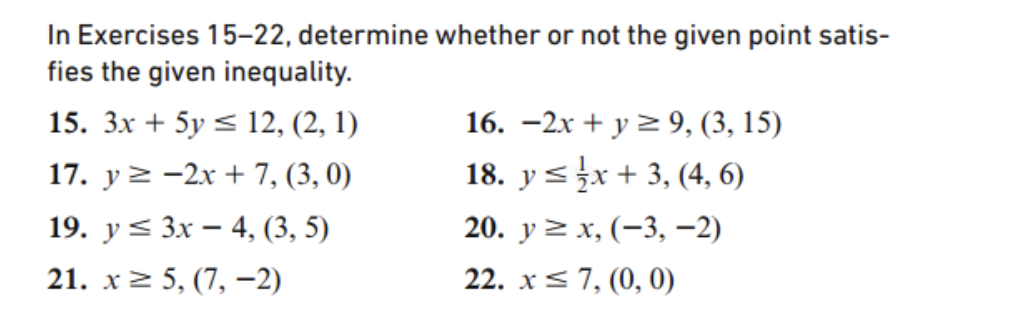 In Exercises 15-22, determine whether or not the