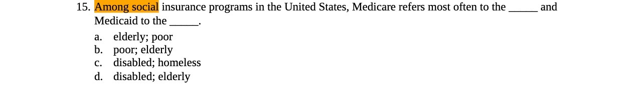 15. Among social insurance programs in the United