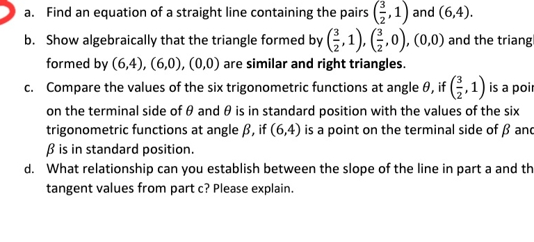 College Algebra a. Find an equation of a straight
