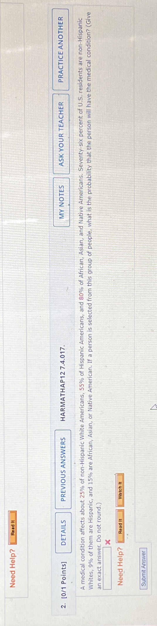 Need Help? Read It 2. [0/1 Points] DETAILS