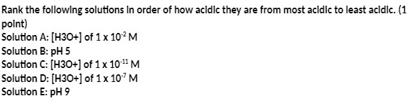 Rank the following solutions In order of how