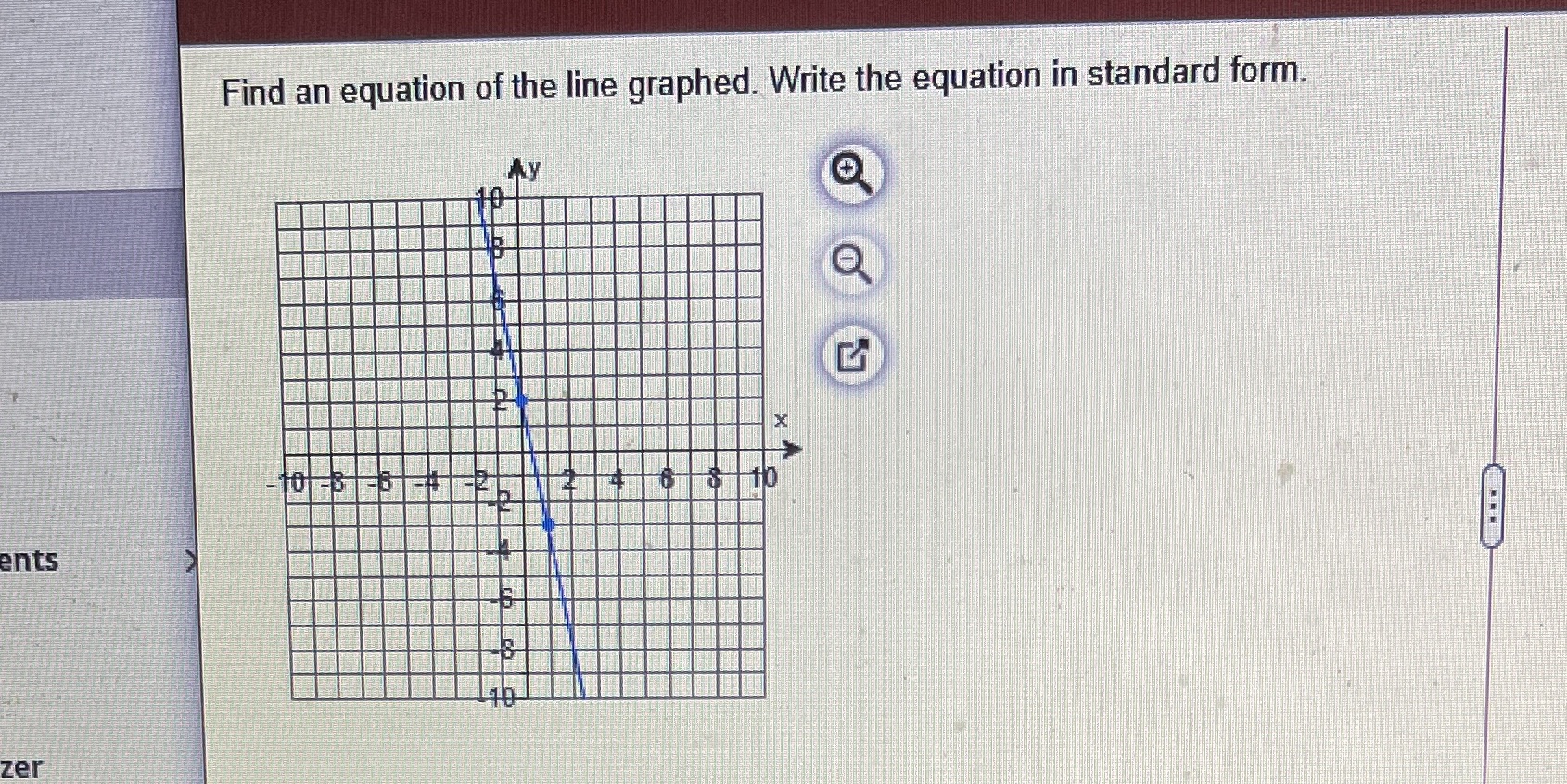 Find an equation of the line graphed. Write the