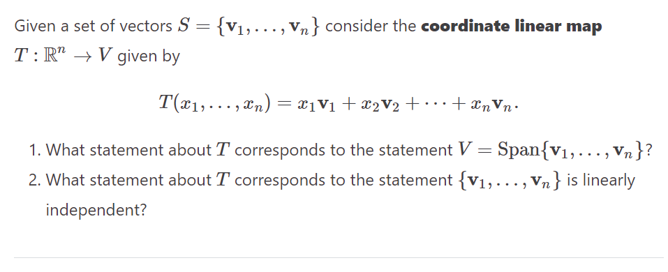 Given a set of vectors S = {V1, . . ., Vn}