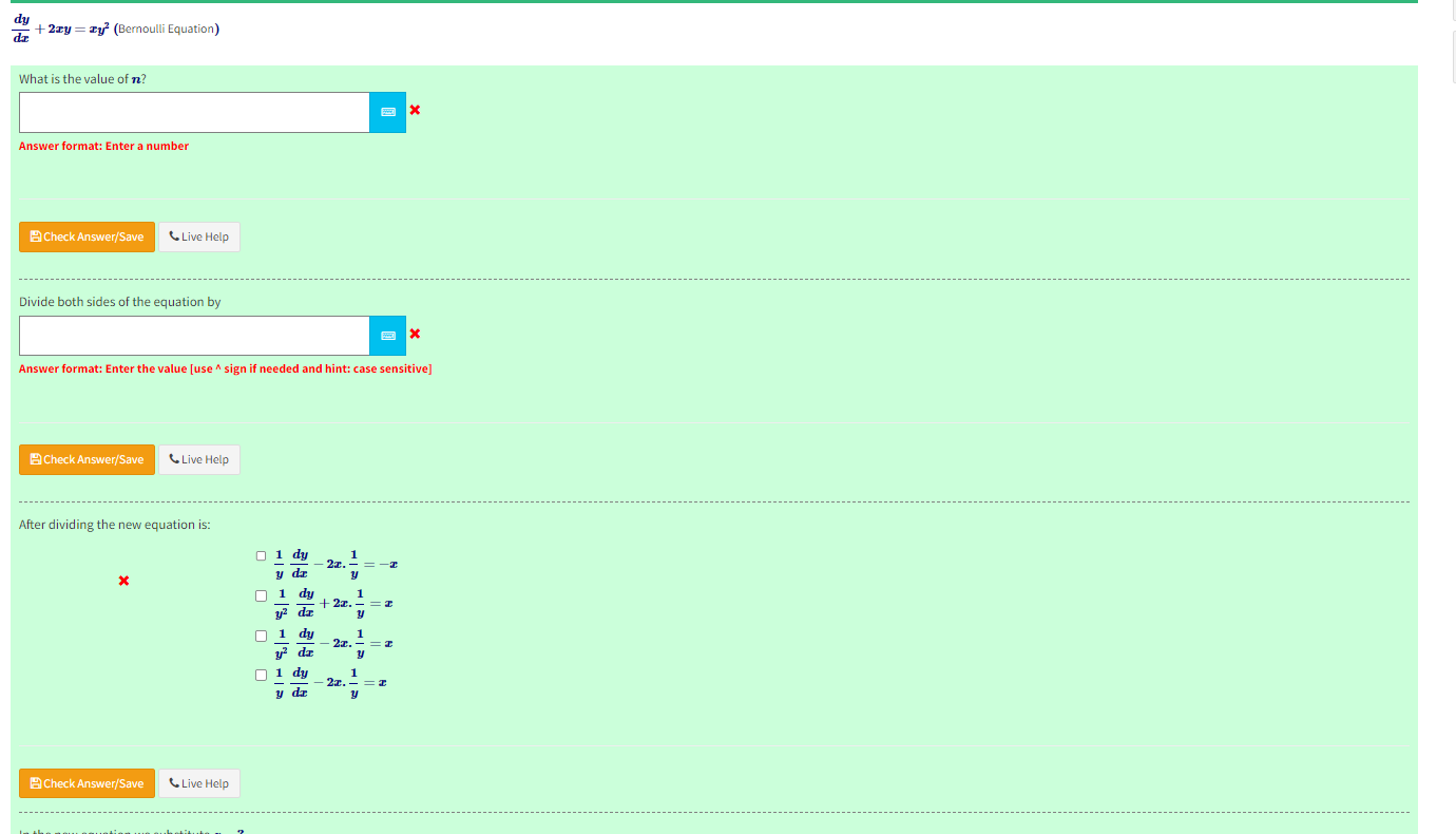 "+ 2ry = zy" (Bernoulli Equation) What is the