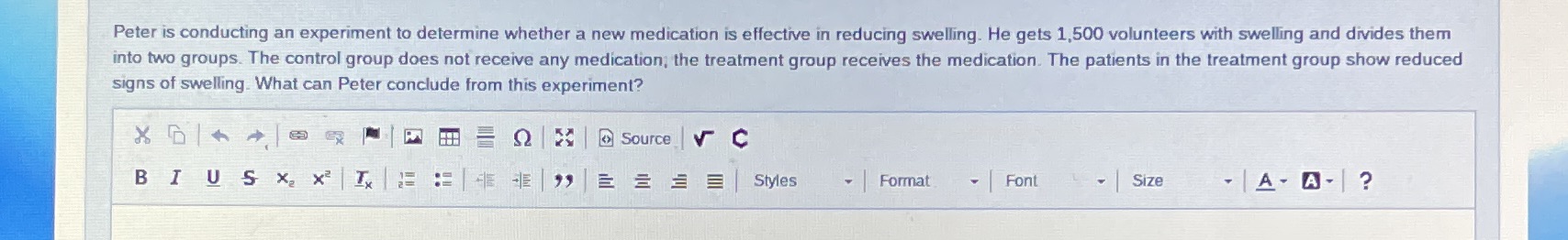 Peter is conducting an experiment to determine