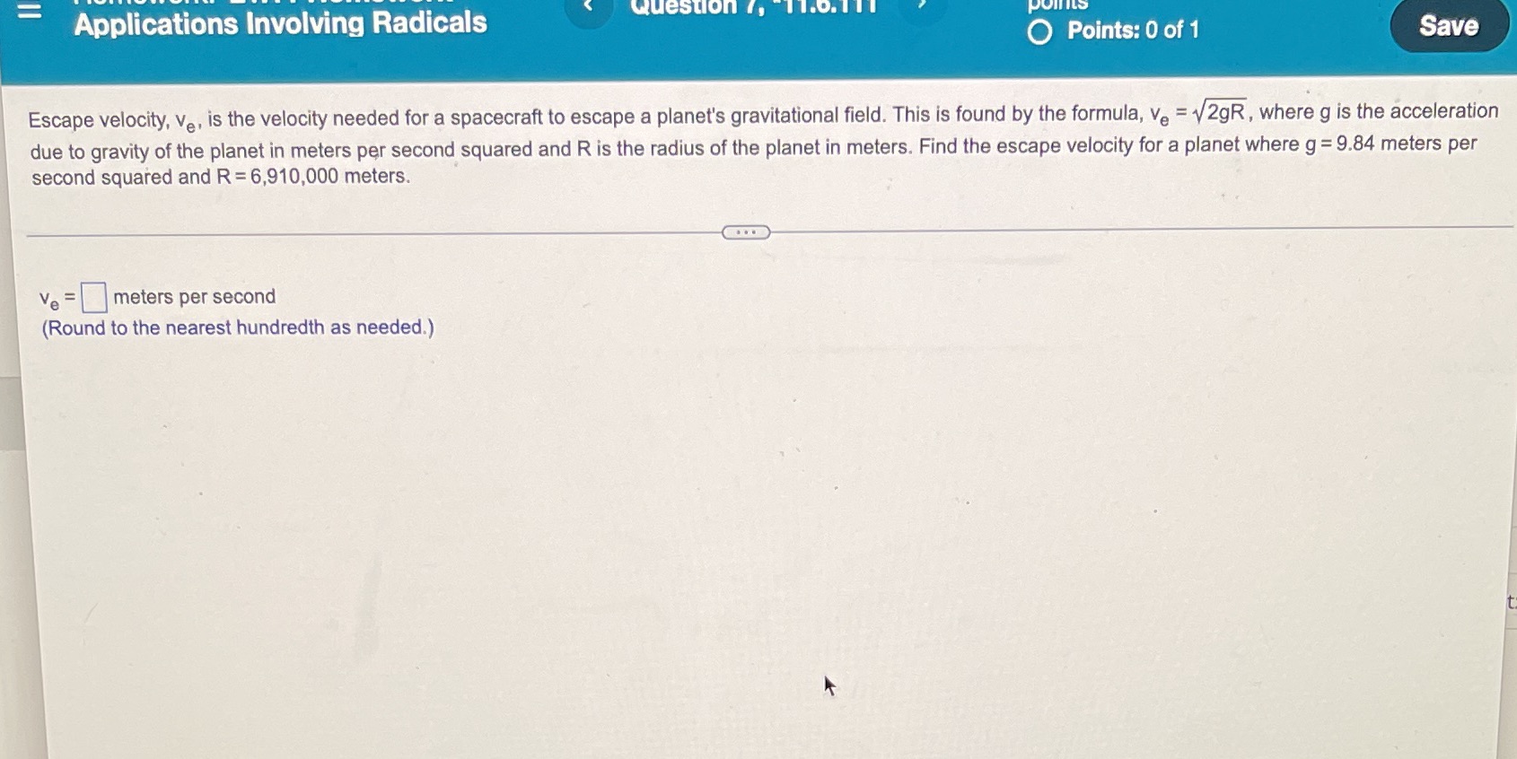 Applications Involving Radicals ' Points. 0