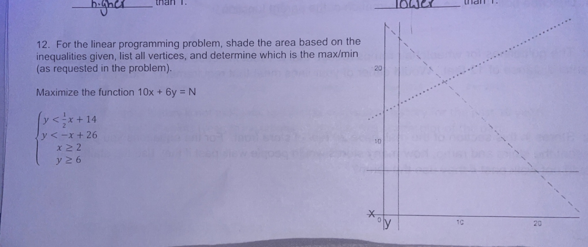 higher than I. 12. For the linear programming