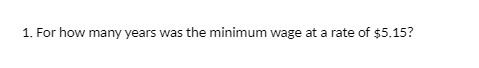 1. For how many years was the minimum wage at a