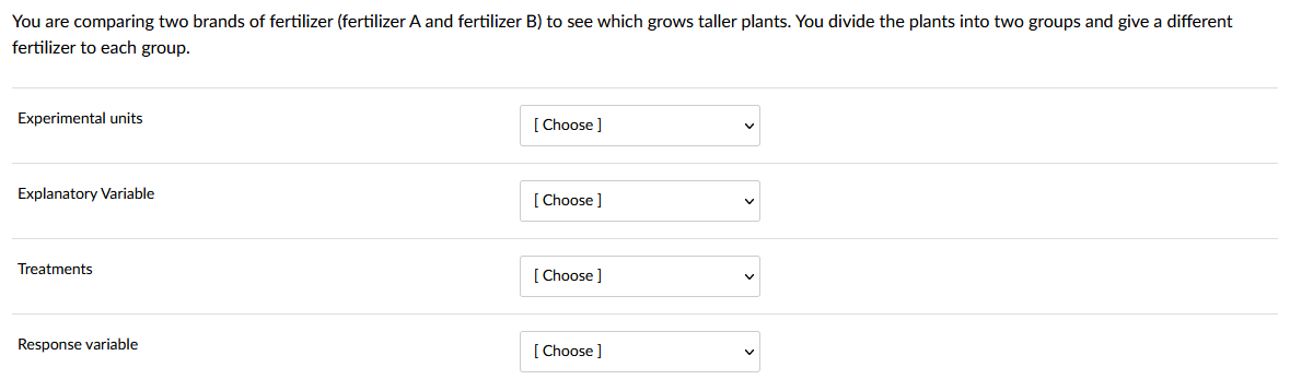 You are comparing two brands of fertilizer