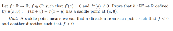 Let f : R - R, fe C' such that f'(a) =