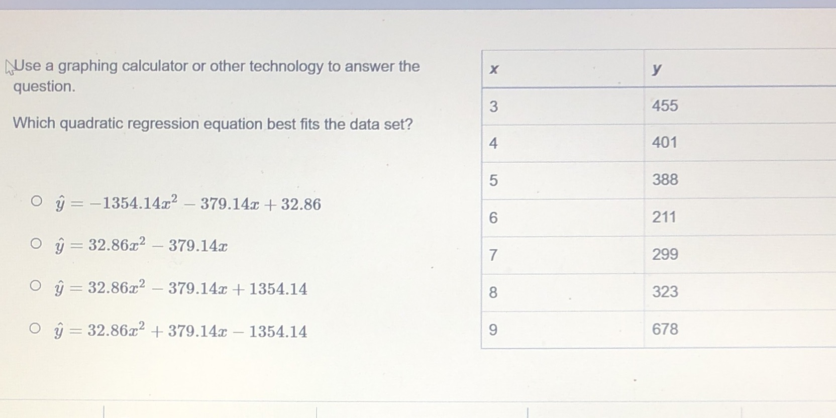 Use a graphing calculator or other technology to