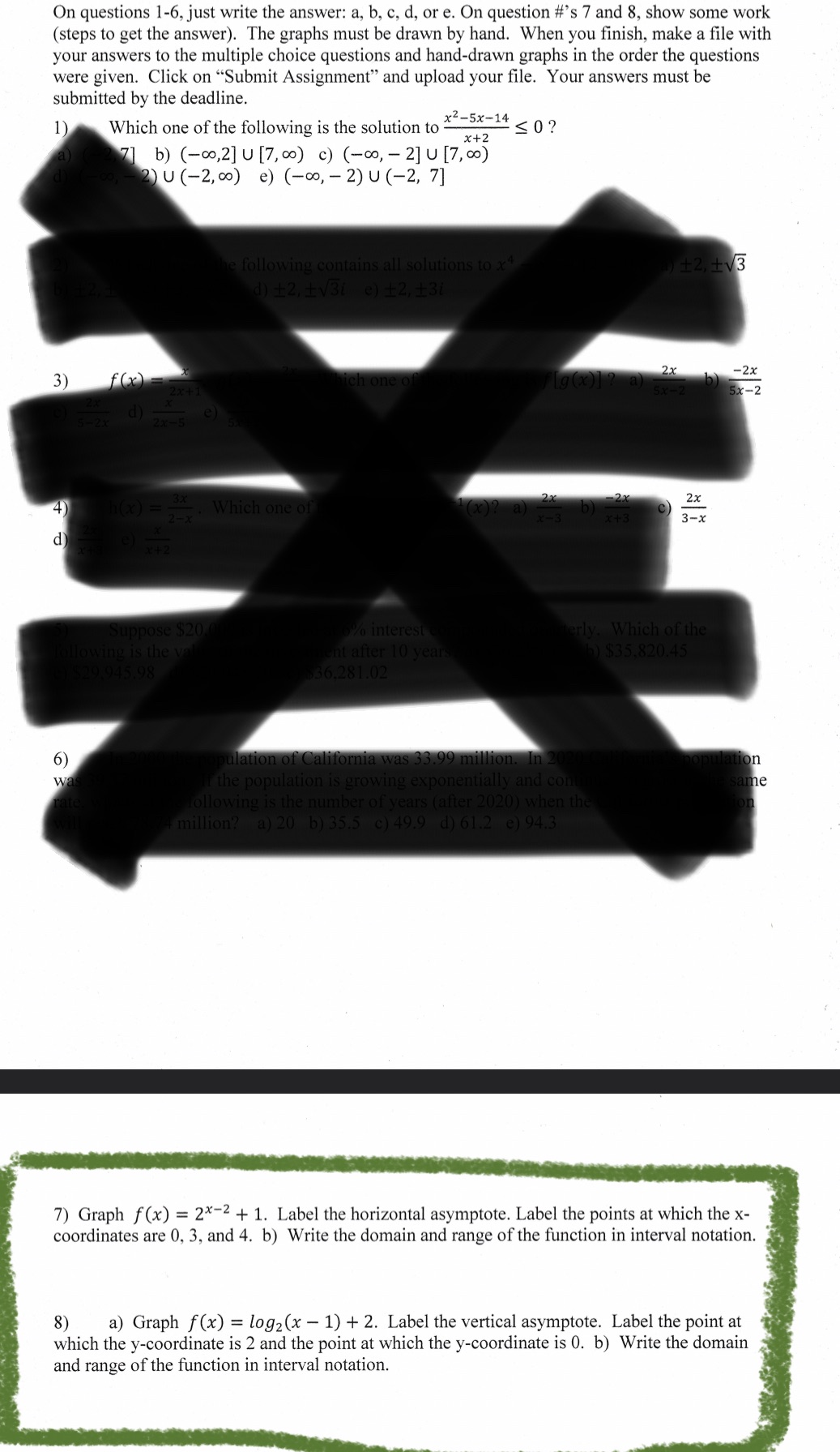 7 & 8 please On questions 1-6, just write the