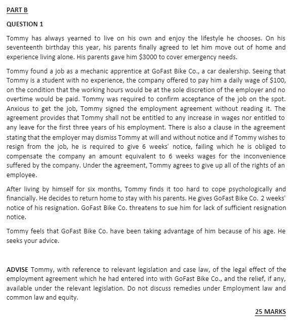 PART B {1U ESTIDH 1 Tommy has always yearned to