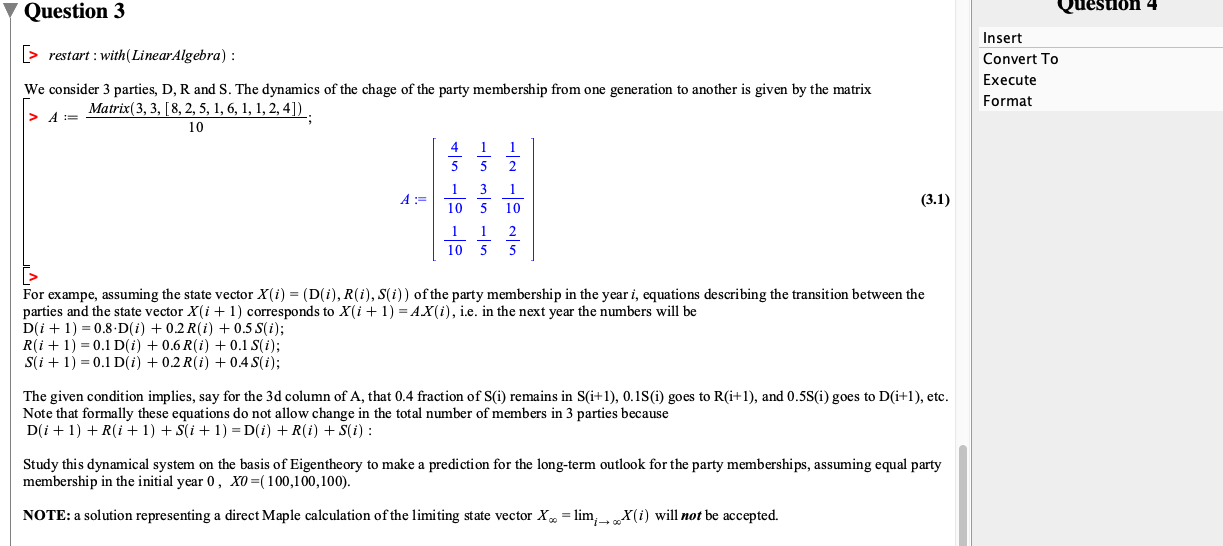 Using Maple software, Please help me answer this