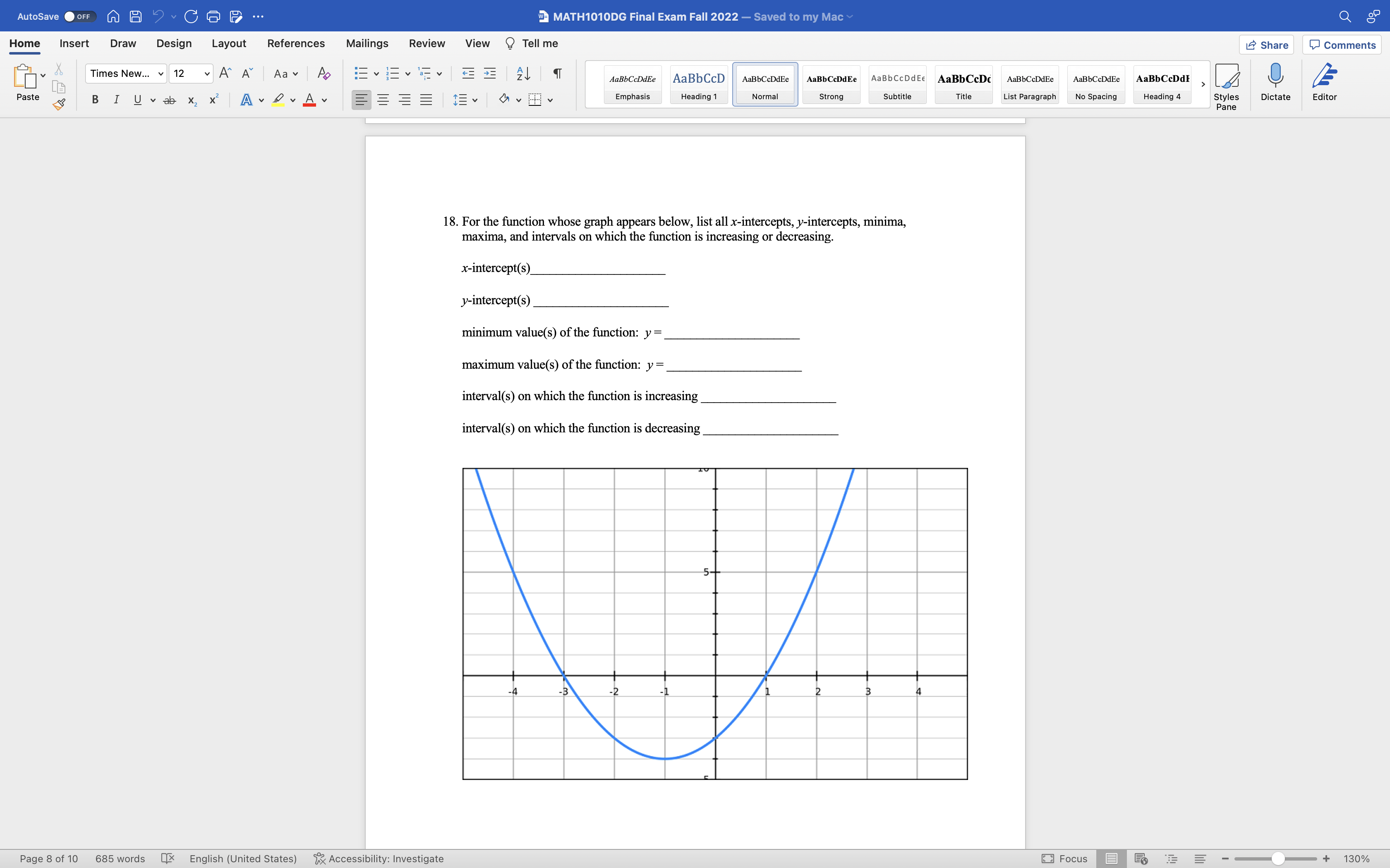 AutoSave OFF AH ?CGE ... w= MATH1010DG Final Exam
