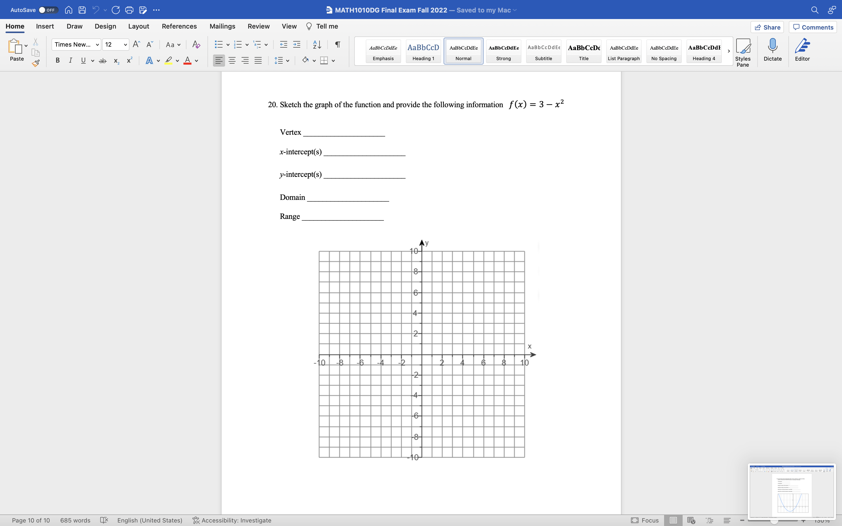 AutoSave OFF AH ?CGE ... w= MATH1010DG Final Exam