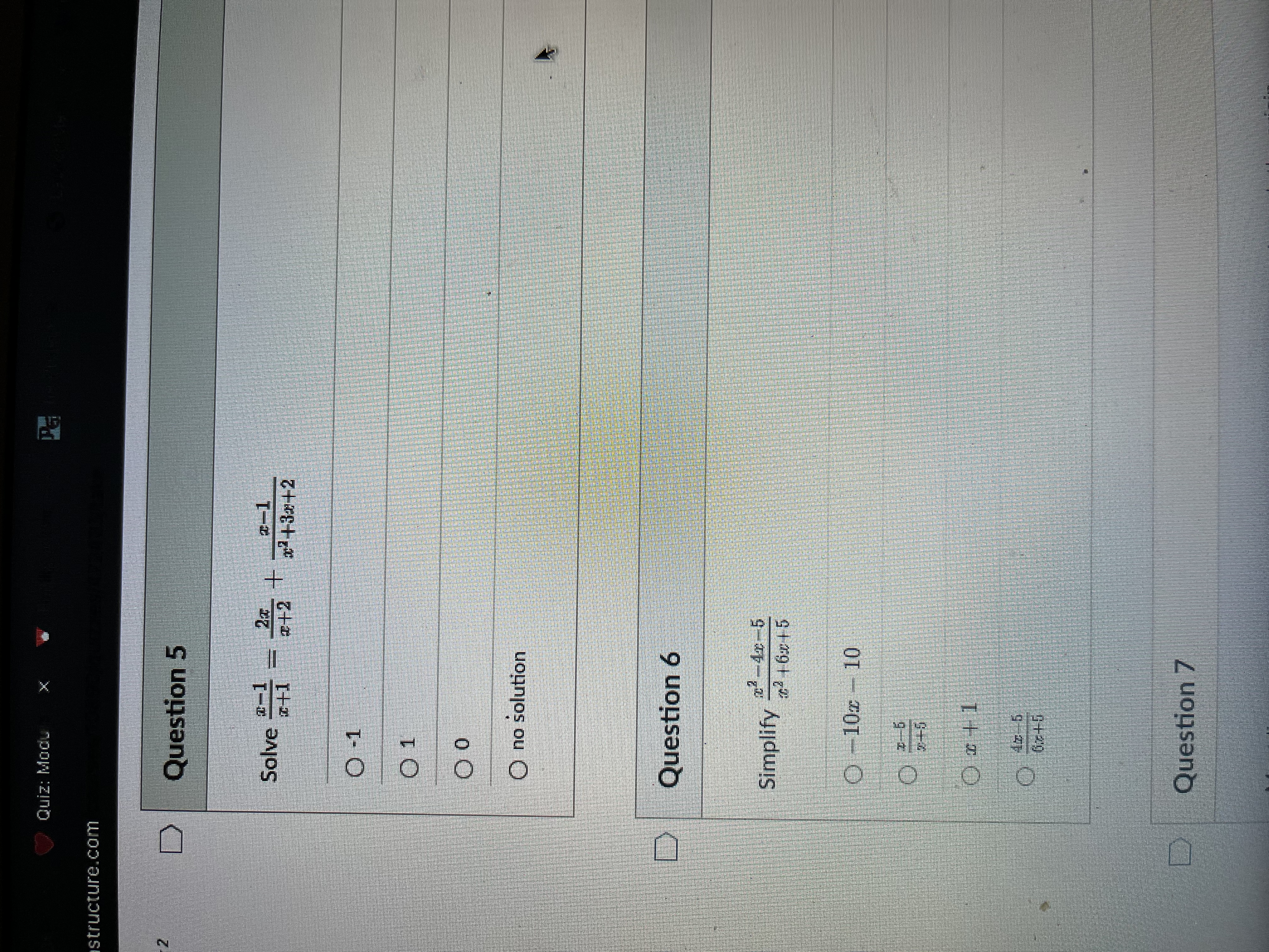 Question 1 3 pts Simplify T-2 2 +4+3 0345x+1 O (