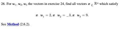 26. For we wo, u the vectors in exercise 24, find