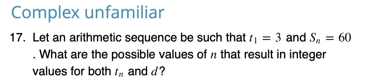 Complex unfamiliar 17. Let an arithmetic sequence