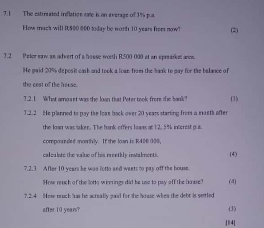 7.1 The estimated inflation rate is an average of