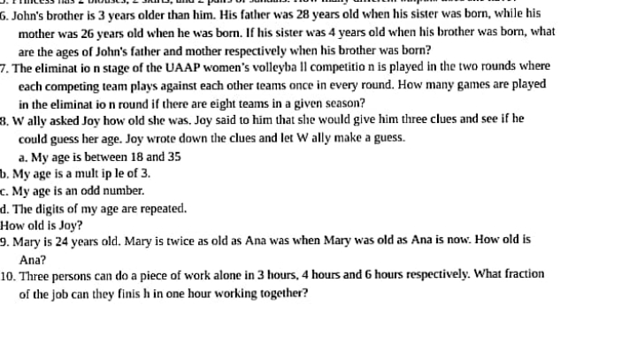 II. Solve the following proble ms compre he ns