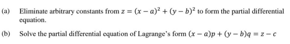 partial (a) Eliminate arbitrary constants from 2
