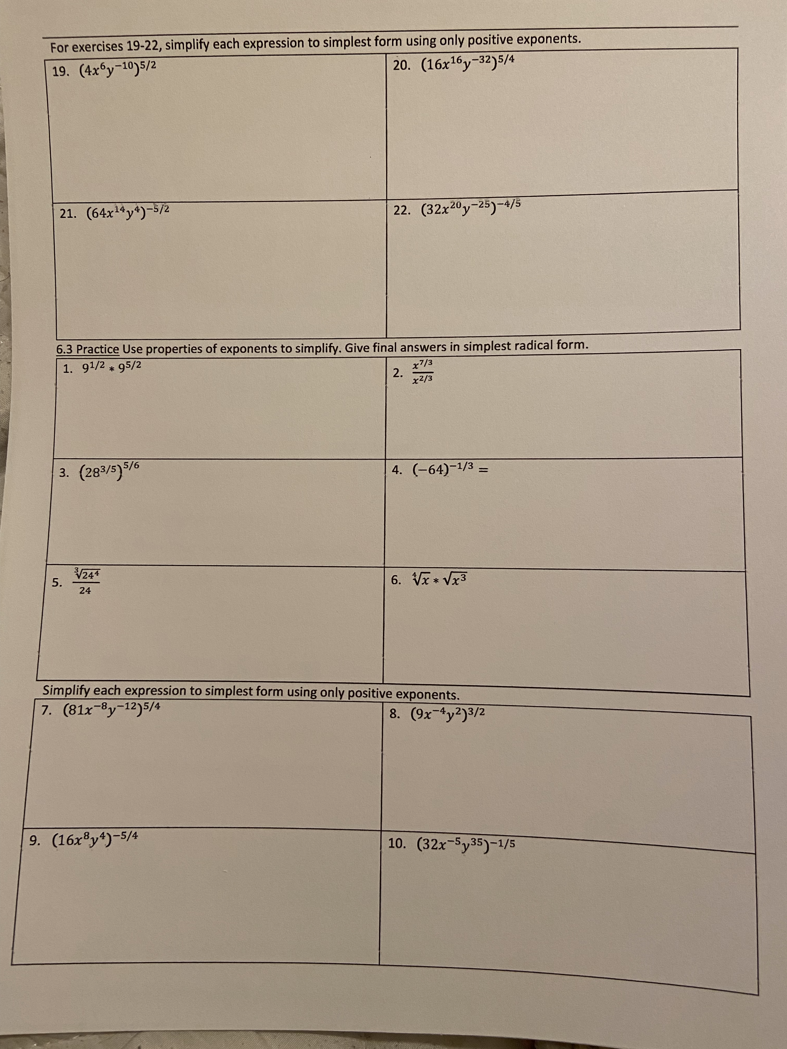 6.3 Rational Exponents Numbers Raised to Rational