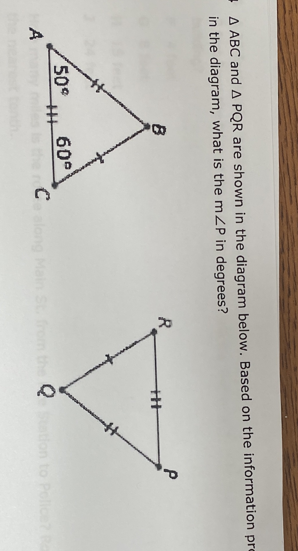 A ABC and A PQR are shown in the diagram below.