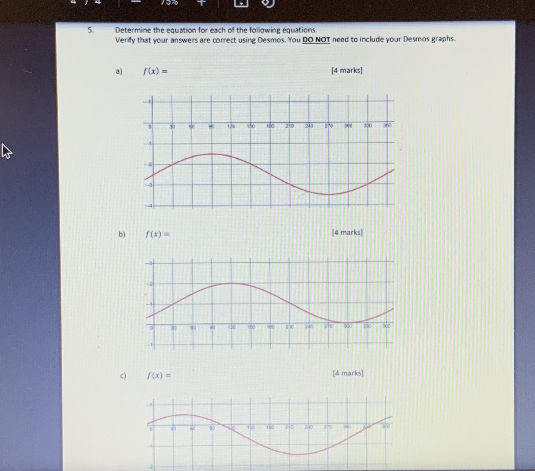 5. Determine the equation for each of the