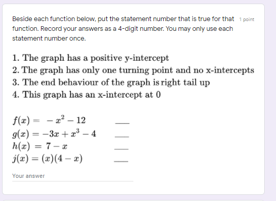 Beside each function below. put the statement