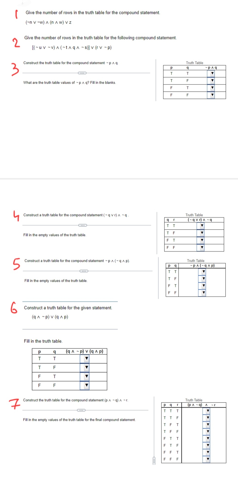 Compound Statement Give the number of rows in the