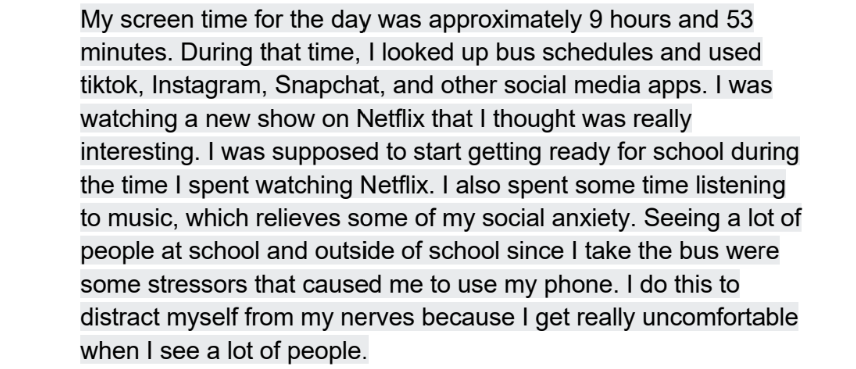 Behaviour: Being on my phone too much Based on