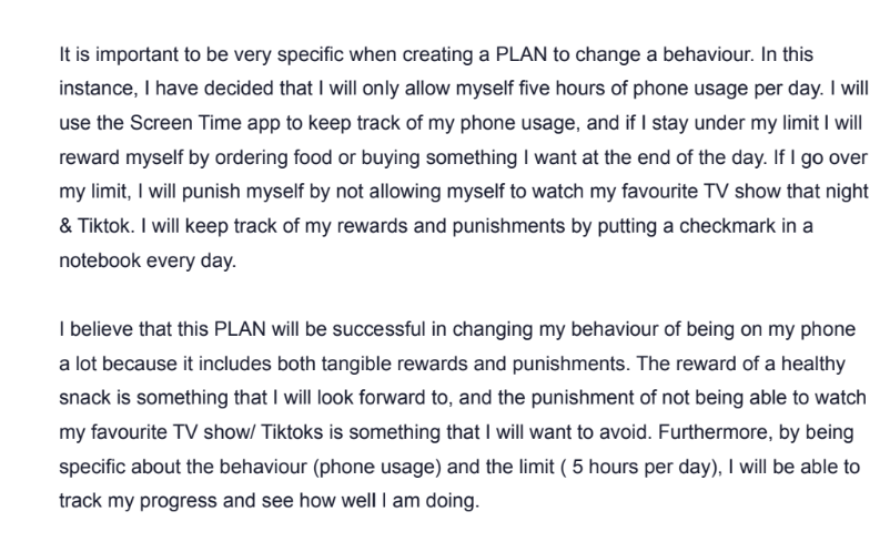 Behaviour: Being on my phone too much Based on