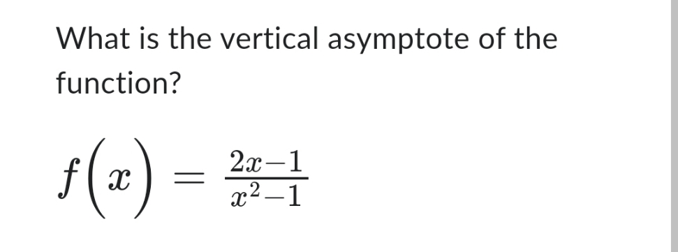 vertical asymptote \f