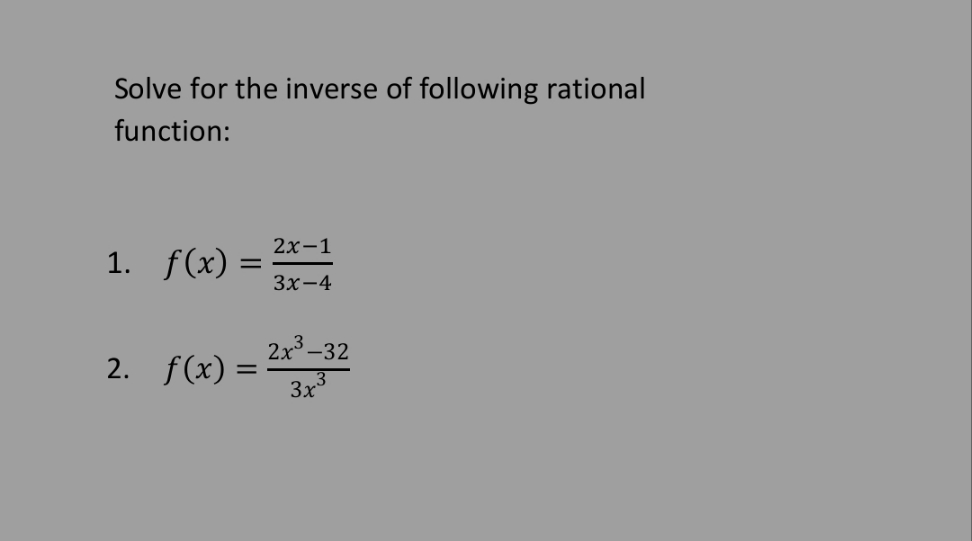 inverse of following rational equations \f
