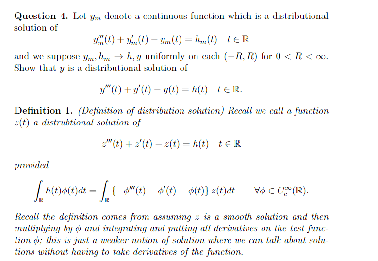 Question 4. Let ym denote a continuous function