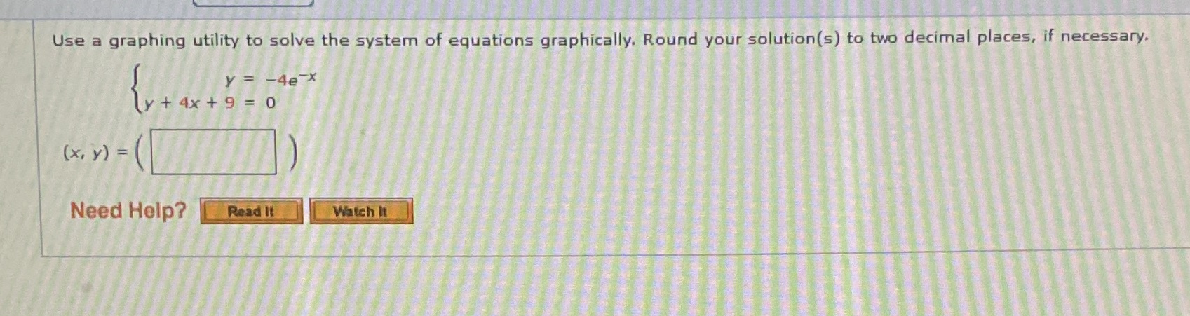 Use a graphing utility to solve the system of
