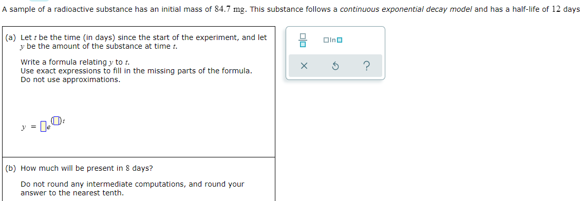 A sample of a radioactive substance has an