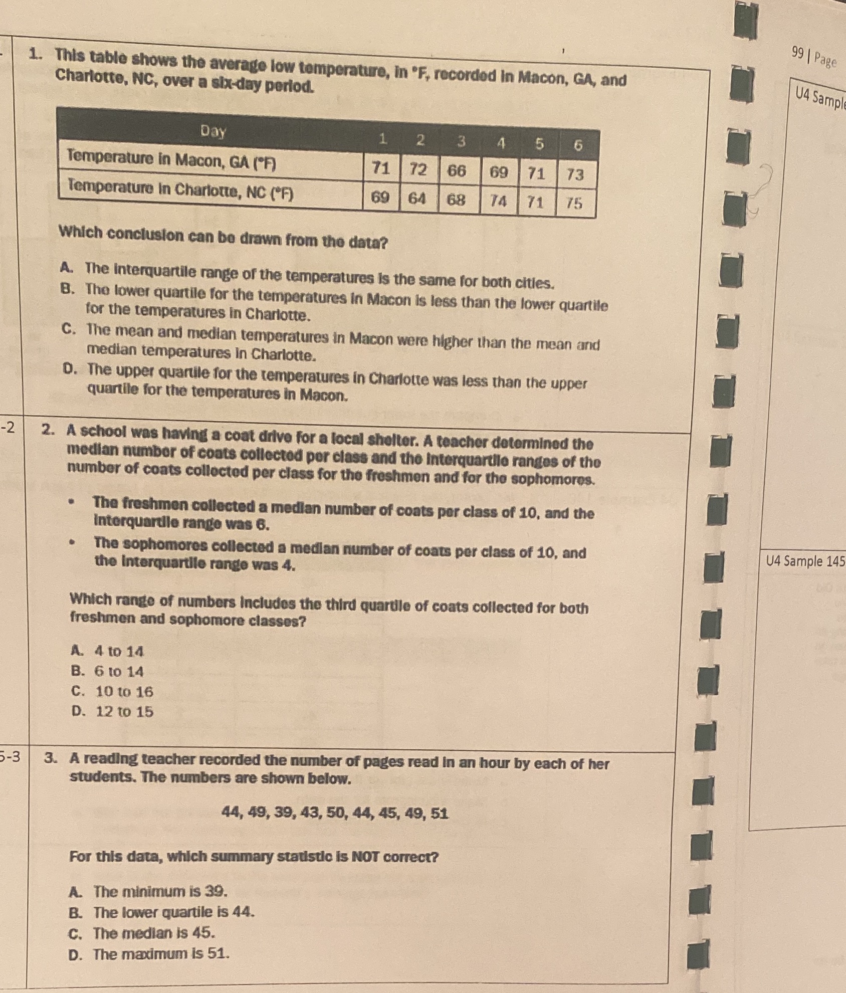 99 | Page 1. This table shows the average low