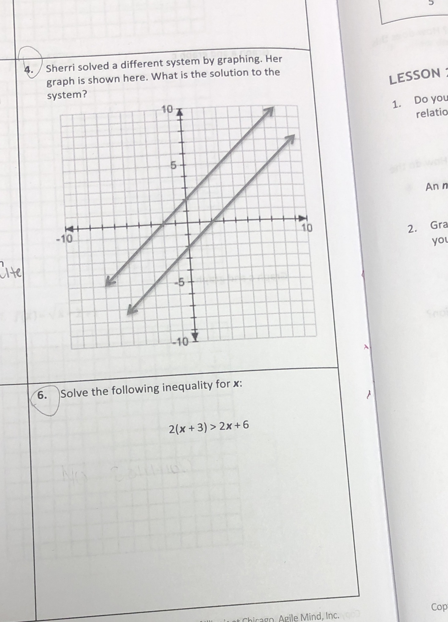 Sherri solved a different system by graphing. Her