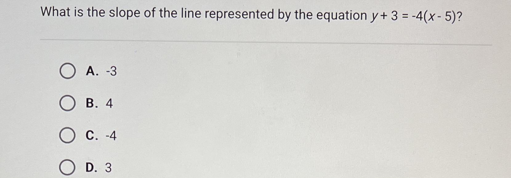 What is the slope of the line represented by the