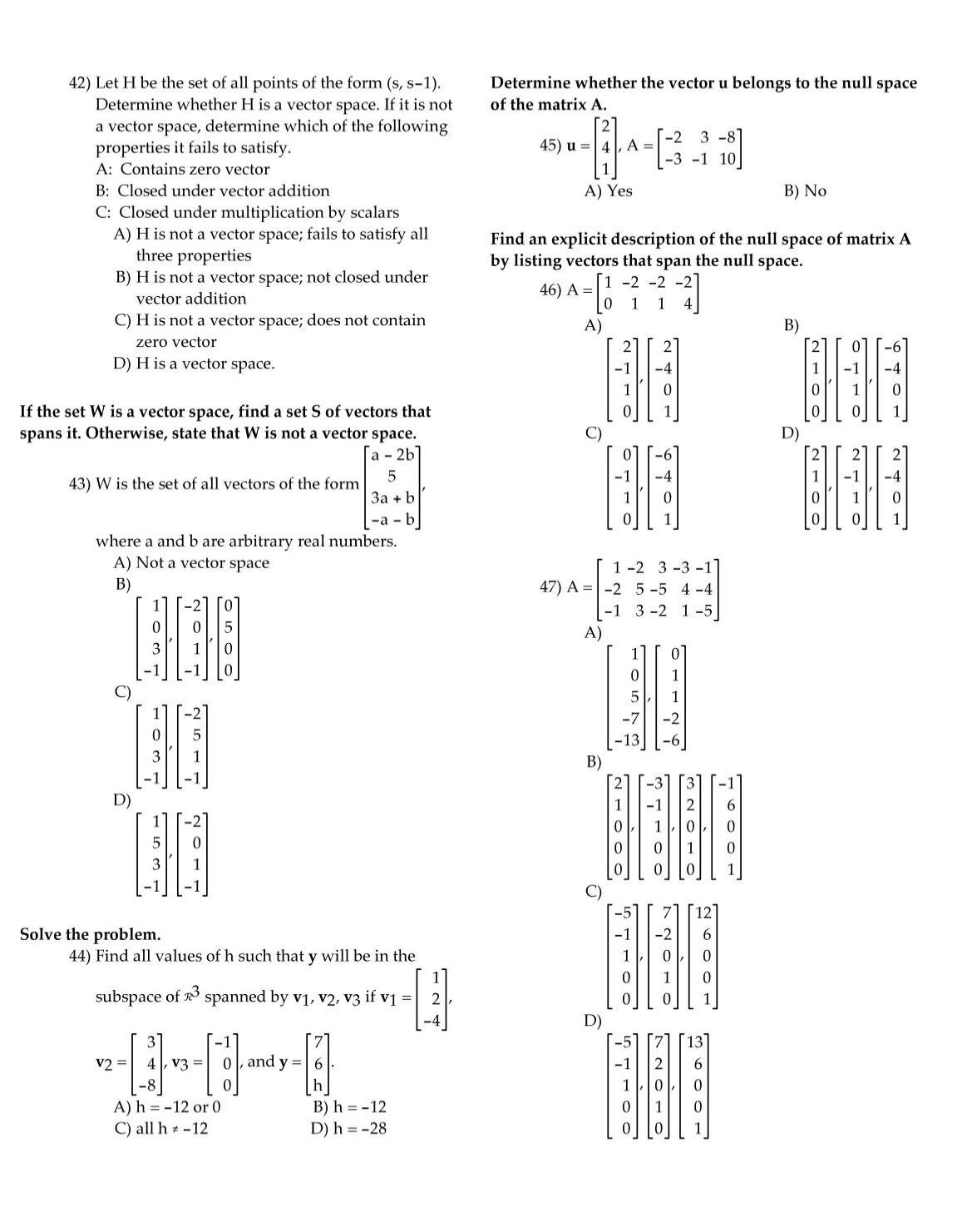 Need it soon. 42) Let H be the set of all points