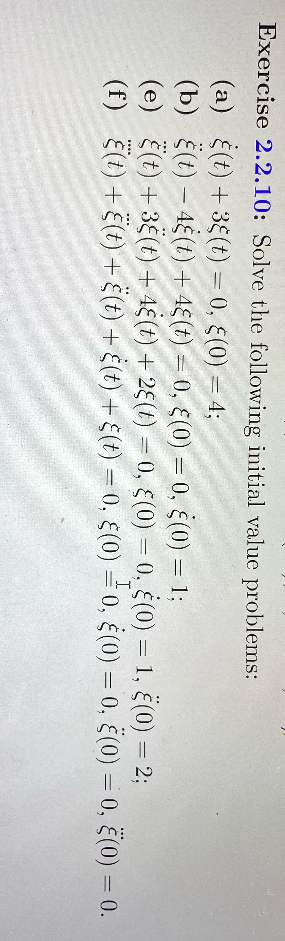 Exercise 2.2.10: Solve the following initial