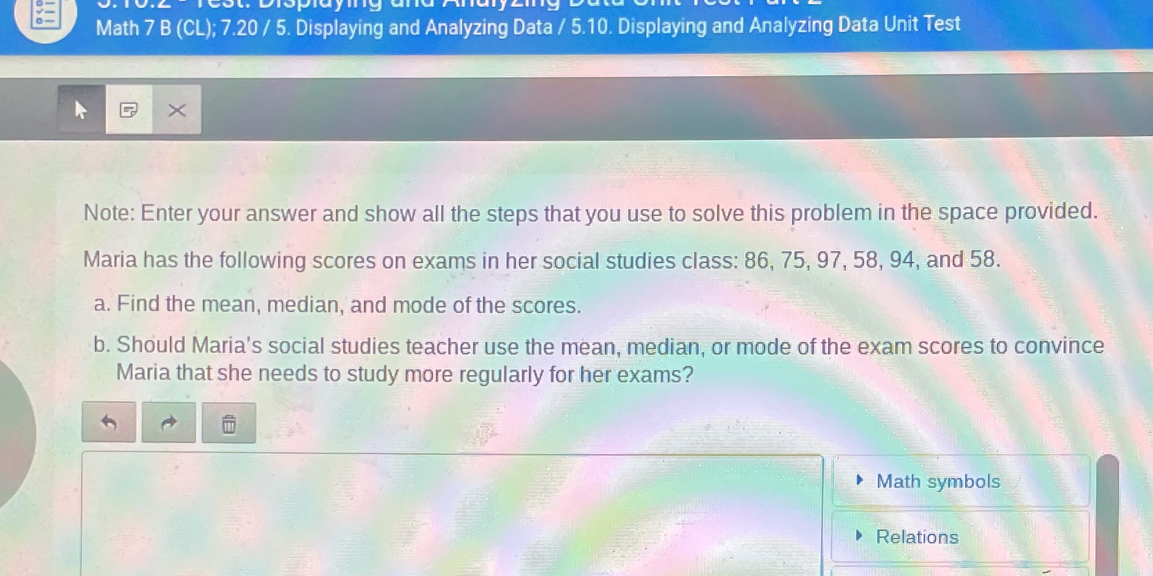 V. TV.2 ICOL. isplaying Math 7 B (CL); 7.20 / 5.